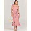 image:imageANRABESS Womens Square Neck Ruffle Split Midi Elegant Formal Wedding Guest Cocktail Bridesmaid Graduation Party DressesPink