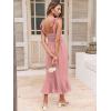 image:imageANRABESS Womens Square Neck Ruffle Split Midi Elegant Formal Wedding Guest Cocktail Bridesmaid Graduation Party DressesPink