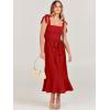 image:imageANRABESS Womens Square Neck Ruffle Split Midi Elegant Formal Wedding Guest Cocktail Bridesmaid Graduation Party DressesRed