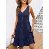 image:imageANRABESS Womens Summer Beach Vacation Dresses V Neck Sleeveless Casual Button Down A Line Swing Mini Sundresses with PocketsDeep Blue