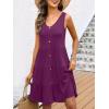 image:imageANRABESS Womens Summer Beach Vacation Dresses V Neck Sleeveless Casual Button Down A Line Swing Mini Sundresses with PocketsDeep Purple