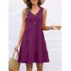 image:imageANRABESS Womens Summer Beach Vacation Dresses V Neck Sleeveless Casual Button Down A Line Swing Mini Sundresses with PocketsDeep Purple
