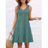 image:imageANRABESS Womens Summer Beach Vacation Dresses V Neck Sleeveless Casual Button Down A Line Swing Mini Sundresses with PocketsGrass Green