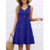 image:imageANRABESS Womens Summer Beach Vacation Dresses V Neck Sleeveless Casual Button Down A Line Swing Mini Sundresses with PocketsRoyal Blue
