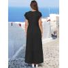 image:imageANRABESS Womens Summer Casual Maxi Dress V Neck Ruffle Sleeve Long Dresses Fashion Flowy Tiered Boho Beach Vacation SundressBlack