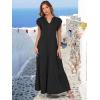image:imageANRABESS Womens Summer Casual Maxi Dress V Neck Ruffle Sleeve Long Dresses Fashion Flowy Tiered Boho Beach Vacation SundressBlack