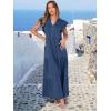 image:imageANRABESS Womens Summer Casual Maxi Dress V Neck Ruffle Sleeve Long Dresses Fashion Flowy Tiered Boho Beach Vacation SundressBlue