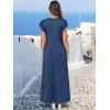 image:imageANRABESS Womens Summer Casual Maxi Dress V Neck Ruffle Sleeve Long Dresses Fashion Flowy Tiered Boho Beach Vacation SundressBlue