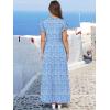image:imageANRABESS Womens Summer Casual Maxi Dress V Neck Ruffle Sleeve Long Dresses Fashion Flowy Tiered Boho Beach Vacation SundressBlue Floral