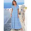 image:imageANRABESS Womens Summer Casual Maxi Dress V Neck Ruffle Sleeve Long Dresses Fashion Flowy Tiered Boho Beach Vacation SundressBlue Floral