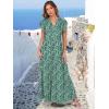 image:imageANRABESS Womens Summer Casual Maxi Dress V Neck Ruffle Sleeve Long Dresses Fashion Flowy Tiered Boho Beach Vacation SundressBlue Green Floral