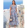 image:imageANRABESS Womens Summer Casual Maxi Dress V Neck Ruffle Sleeve Long Dresses Fashion Flowy Tiered Boho Beach Vacation SundressBlue Orange Floral
