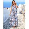 image:imageANRABESS Womens Summer Casual Maxi Dress V Neck Ruffle Sleeve Long Dresses Fashion Flowy Tiered Boho Beach Vacation SundressBlue Orange Floral