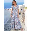 image:imageANRABESS Womens Summer Casual Maxi Dress V Neck Ruffle Sleeve Long Dresses Fashion Flowy Tiered Boho Beach Vacation SundressBlue Orange Floral