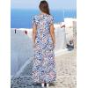 image:imageANRABESS Womens Summer Casual Maxi Dress V Neck Ruffle Sleeve Long Dresses Fashion Flowy Tiered Boho Beach Vacation SundressBlue Orange Floral