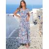 image:imageANRABESS Womens Summer Casual Maxi Dress V Neck Ruffle Sleeve Long Dresses Fashion Flowy Tiered Boho Beach Vacation SundressBlue Orange Floral