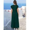 image:imageANRABESS Womens Summer Casual Maxi Dress V Neck Ruffle Sleeve Long Dresses Fashion Flowy Tiered Boho Beach Vacation SundressDeep Green