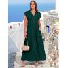 image:imageANRABESS Womens Summer Casual Maxi Dress V Neck Ruffle Sleeve Long Dresses Fashion Flowy Tiered Boho Beach Vacation SundressDeep Green