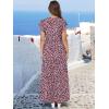 image:imageANRABESS Womens Summer Casual Maxi Dress V Neck Ruffle Sleeve Long Dresses Fashion Flowy Tiered Boho Beach Vacation SundressFloral Black Pink