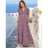 image:imageANRABESS Womens Summer Casual Maxi Dress V Neck Ruffle Sleeve Long Dresses Fashion Flowy Tiered Boho Beach Vacation SundressFloral Black Pink