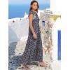 image:imageANRABESS Womens Summer Casual Maxi Dress V Neck Ruffle Sleeve Long Dresses Fashion Flowy Tiered Boho Beach Vacation SundressFloral Black Purple