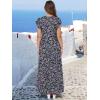 image:imageANRABESS Womens Summer Casual Maxi Dress V Neck Ruffle Sleeve Long Dresses Fashion Flowy Tiered Boho Beach Vacation SundressFloral Black Purple