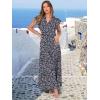 image:imageANRABESS Womens Summer Casual Maxi Dress V Neck Ruffle Sleeve Long Dresses Fashion Flowy Tiered Boho Beach Vacation SundressFloral Black Purple