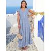 image:imageANRABESS Womens Summer Casual Maxi Dress V Neck Ruffle Sleeve Long Dresses Fashion Flowy Tiered Boho Beach Vacation SundressFloral Blue