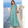 image:imageANRABESS Womens Summer Casual Maxi Dress V Neck Ruffle Sleeve Long Dresses Fashion Flowy Tiered Boho Beach Vacation SundressFloral Green