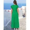 image:imageANRABESS Womens Summer Casual Maxi Dress V Neck Ruffle Sleeve Long Dresses Fashion Flowy Tiered Boho Beach Vacation SundressForest