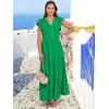 image:imageANRABESS Womens Summer Casual Maxi Dress V Neck Ruffle Sleeve Long Dresses Fashion Flowy Tiered Boho Beach Vacation SundressForest