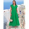 image:imageANRABESS Womens Summer Casual Maxi Dress V Neck Ruffle Sleeve Long Dresses Fashion Flowy Tiered Boho Beach Vacation SundressForest