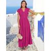 image:imageANRABESS Womens Summer Casual Maxi Dress V Neck Ruffle Sleeve Long Dresses Fashion Flowy Tiered Boho Beach Vacation SundressHot Pink