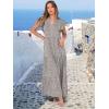 image:imageANRABESS Womens Summer Casual Maxi Dress V Neck Ruffle Sleeve Long Dresses Fashion Flowy Tiered Boho Beach Vacation SundressKhaki Polka Dot