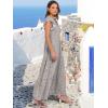 image:imageANRABESS Womens Summer Casual Maxi Dress V Neck Ruffle Sleeve Long Dresses Fashion Flowy Tiered Boho Beach Vacation SundressKhaki Polka Dot