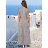 image:imageANRABESS Womens Summer Casual Maxi Dress V Neck Ruffle Sleeve Long Dresses Fashion Flowy Tiered Boho Beach Vacation SundressKhaki Polka Dot
