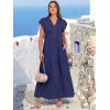 image:imageANRABESS Womens Summer Casual Maxi Dress V Neck Ruffle Sleeve Long Dresses Fashion Flowy Tiered Boho Beach Vacation SundressNavy Blue