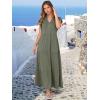 image:imageANRABESS Womens Summer Casual Maxi Dress V Neck Ruffle Sleeve Long Dresses Fashion Flowy Tiered Boho Beach Vacation SundressOlive