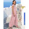 image:imageANRABESS Womens Summer Casual Maxi Dress V Neck Ruffle Sleeve Long Dresses Fashion Flowy Tiered Boho Beach Vacation SundressPink Floral