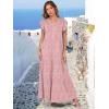 image:imageANRABESS Womens Summer Casual Maxi Dress V Neck Ruffle Sleeve Long Dresses Fashion Flowy Tiered Boho Beach Vacation SundressPink Floral