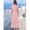 image:imageANRABESS Womens Summer Casual Maxi Dress V Neck Ruffle Sleeve Long Dresses Fashion Flowy Tiered Boho Beach Vacation SundressPink Floral