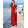 image:imageANRABESS Womens Summer Casual Maxi Dress V Neck Ruffle Sleeve Long Dresses Fashion Flowy Tiered Boho Beach Vacation SundressRed