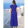 image:imageANRABESS Womens Summer Casual Maxi Dress V Neck Ruffle Sleeve Long Dresses Fashion Flowy Tiered Boho Beach Vacation SundressRoyal Blue