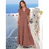 image:imageANRABESS Womens Summer Casual Maxi Dress V Neck Ruffle Sleeve Long Dresses Fashion Flowy Tiered Boho Beach Vacation SundressRust Red White Dot