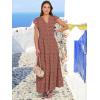 image:imageANRABESS Womens Summer Casual Maxi Dress V Neck Ruffle Sleeve Long Dresses Fashion Flowy Tiered Boho Beach Vacation SundressRust Red White Dot