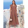 image:imageANRABESS Womens Summer Casual Maxi Dress V Neck Ruffle Sleeve Long Dresses Fashion Flowy Tiered Boho Beach Vacation SundressRust Red White Dot