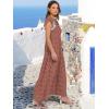 image:imageANRABESS Womens Summer Casual Maxi Dress V Neck Ruffle Sleeve Long Dresses Fashion Flowy Tiered Boho Beach Vacation SundressRust Red White Dot