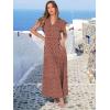 image:imageANRABESS Womens Summer Casual Maxi Dress V Neck Ruffle Sleeve Long Dresses Fashion Flowy Tiered Boho Beach Vacation SundressRust Red White Dot