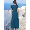 image:imageANRABESS Womens Summer Casual Maxi Dress V Neck Ruffle Sleeve Long Dresses Fashion Flowy Tiered Boho Beach Vacation SundressTeal Blue