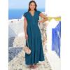 image:imageANRABESS Womens Summer Casual Maxi Dress V Neck Ruffle Sleeve Long Dresses Fashion Flowy Tiered Boho Beach Vacation SundressTeal Blue